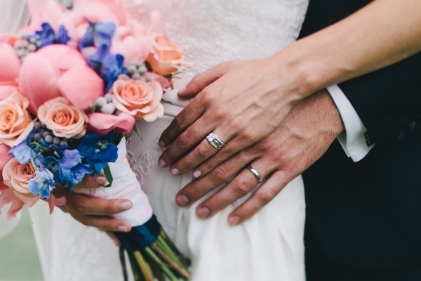 Pink and Blue Bridal Bouquet